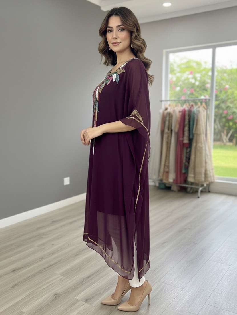 women embroidered kimono sleeve kaftan tunic - 22275615 -  Standard Image - 1
