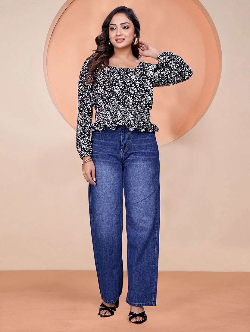 women printed puff sleeve smocked top - 22275886 -  Standard Image - 1