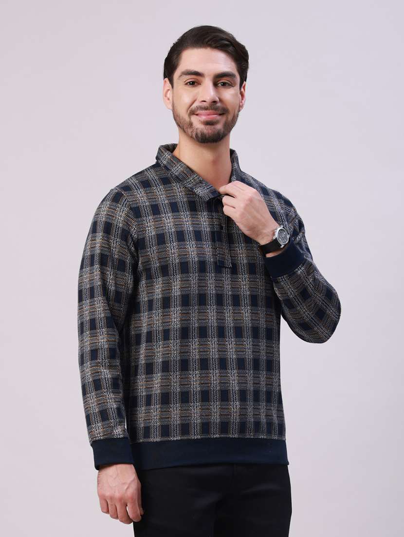 men checkered long sleeve regular fit sweatshirt - 22275891 -  Standard Image - 1
