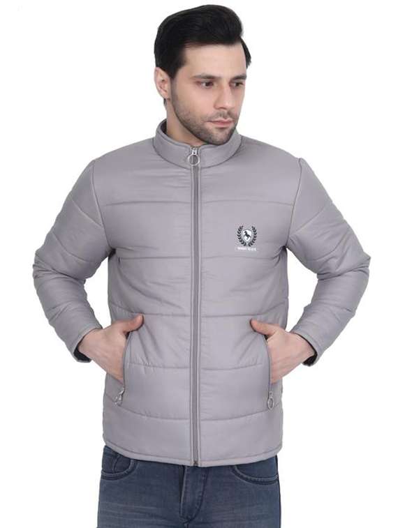 men solid long sleeve puffer jacket