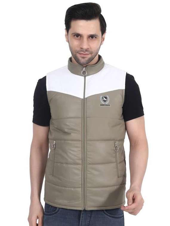 men color blocked sleeveless puffer jacket