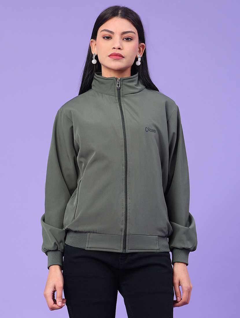 Women Solid Long Sleeve Bomber Jacket - 22276070 -  Standard Image - 1