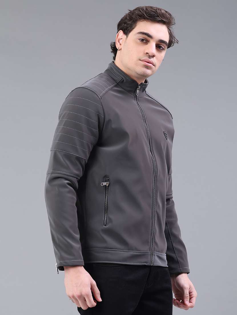 men solid long sleeve biker jacket - 22276094 -  Standard Image - 1