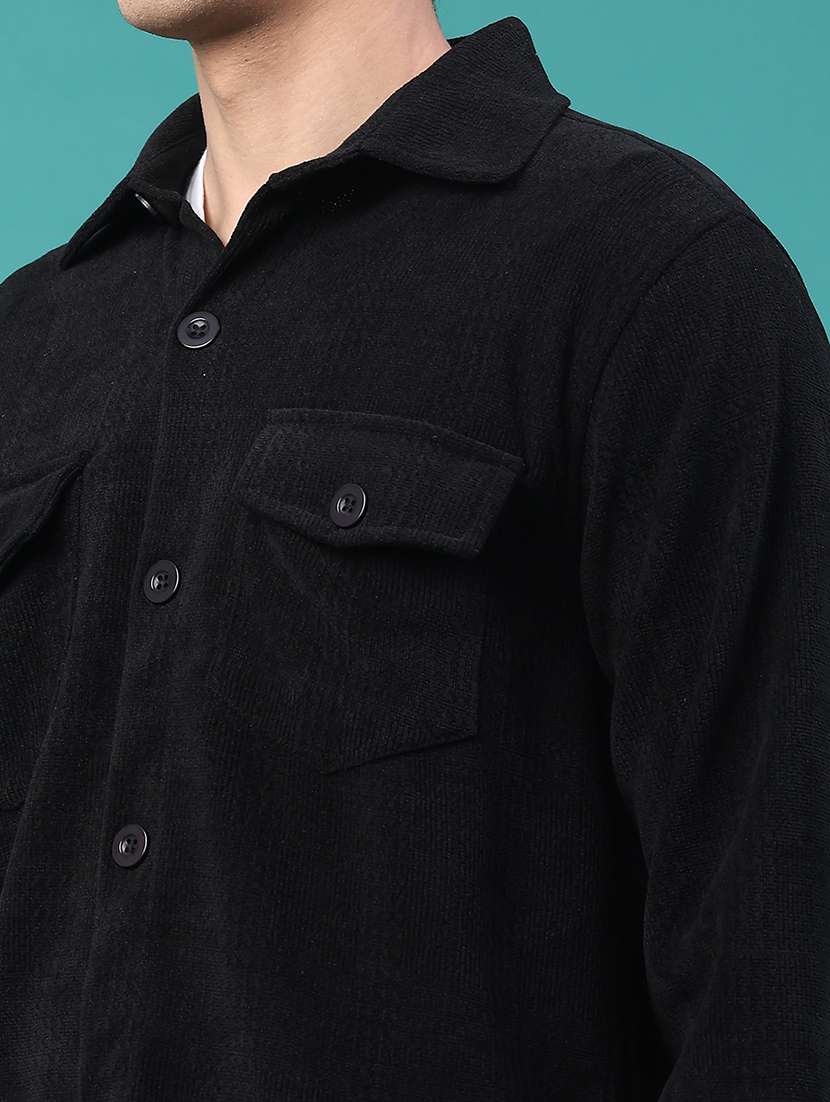 men solid long sleeve regular fit shacket - 22276188 -  Standard Image - 4