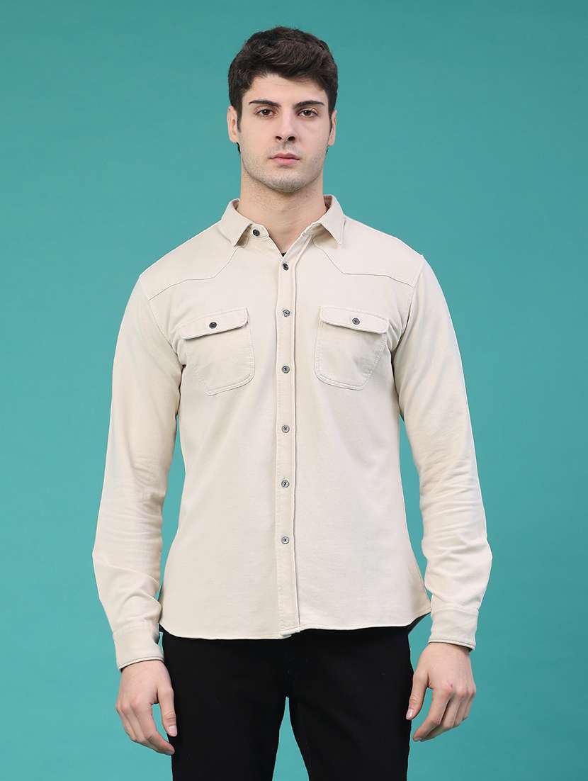 men solid long sleeve regular fit shacket - 22276193 -  Standard Image - 1