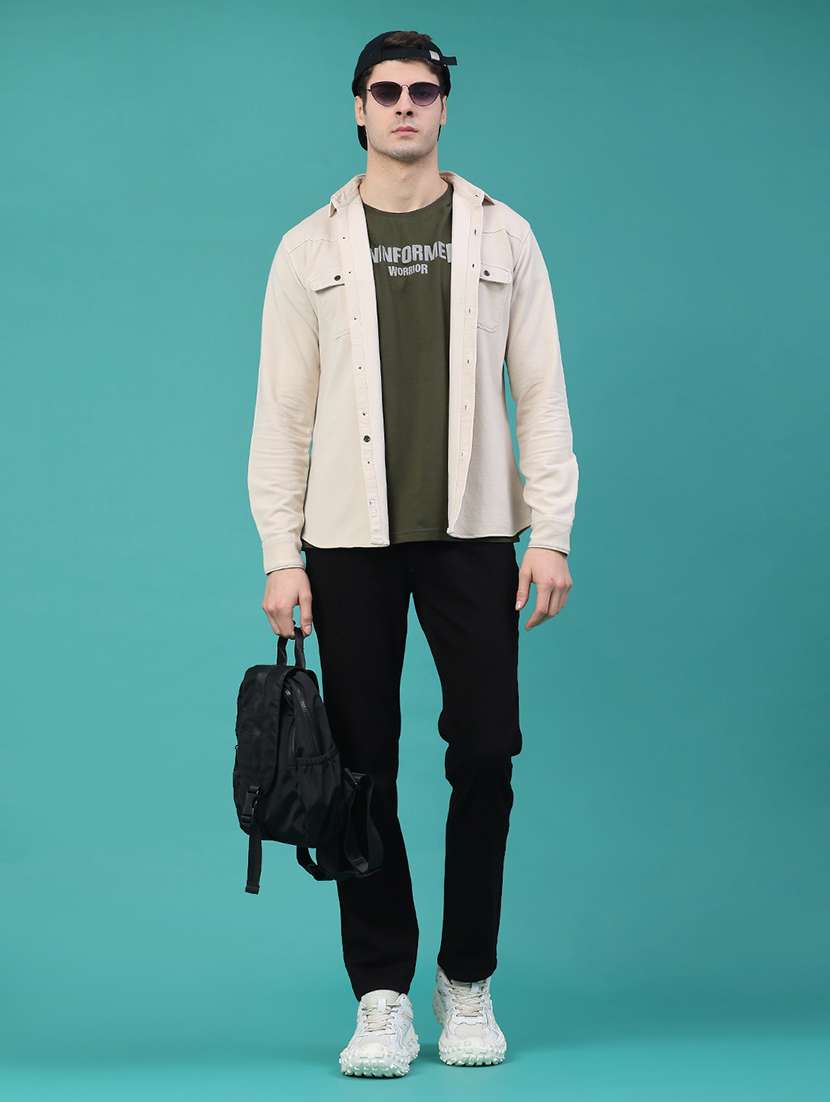 men solid long sleeve regular fit shacket - 22276193 -  Standard Image - 4