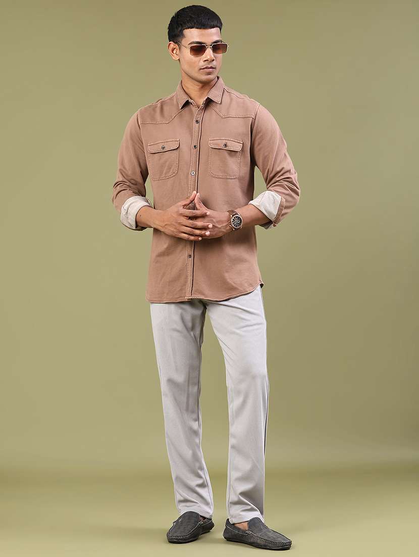 men solid long sleeve regular fit casual shirt - 22276195 -  Standard Image - 4