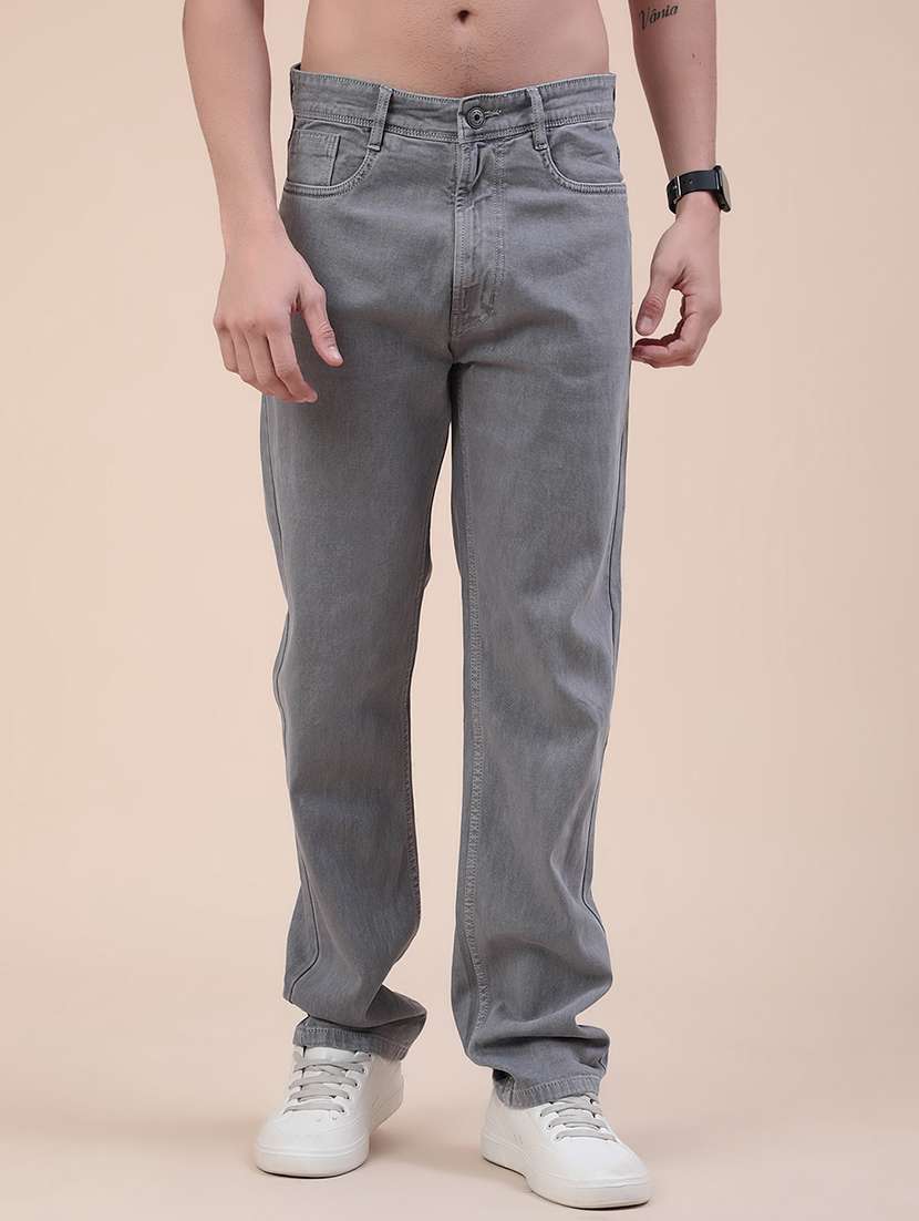 men plain mid rise full length relaxed fit jeans