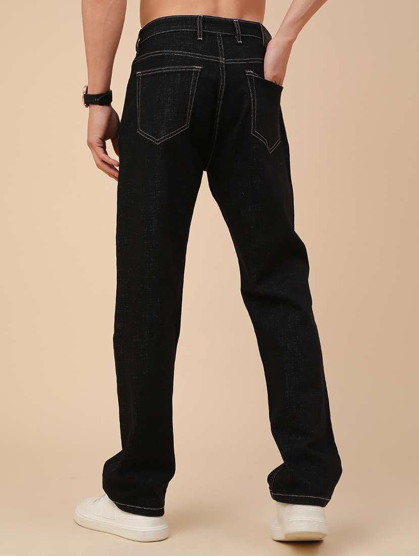 men plain mid rise full length straight jeans - 22276243 -  Standard Image - 4