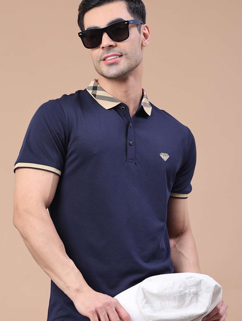 men solid short sleeve regular fit polo t-shirt