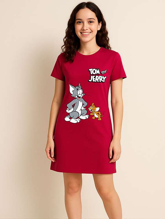 women printed short sleeve t-shirt dress - 22276520 -  Standard Image - 1