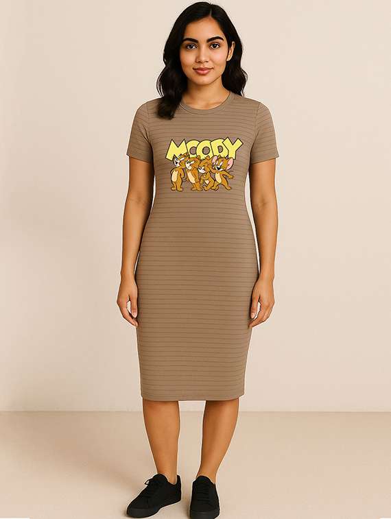 women printed short sleeve t-shirt dress