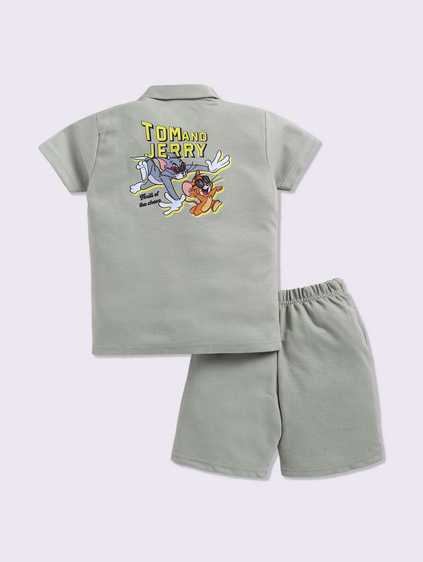 boys printed collared shorts co-ord set - 22276629 -  Standard Image - 1