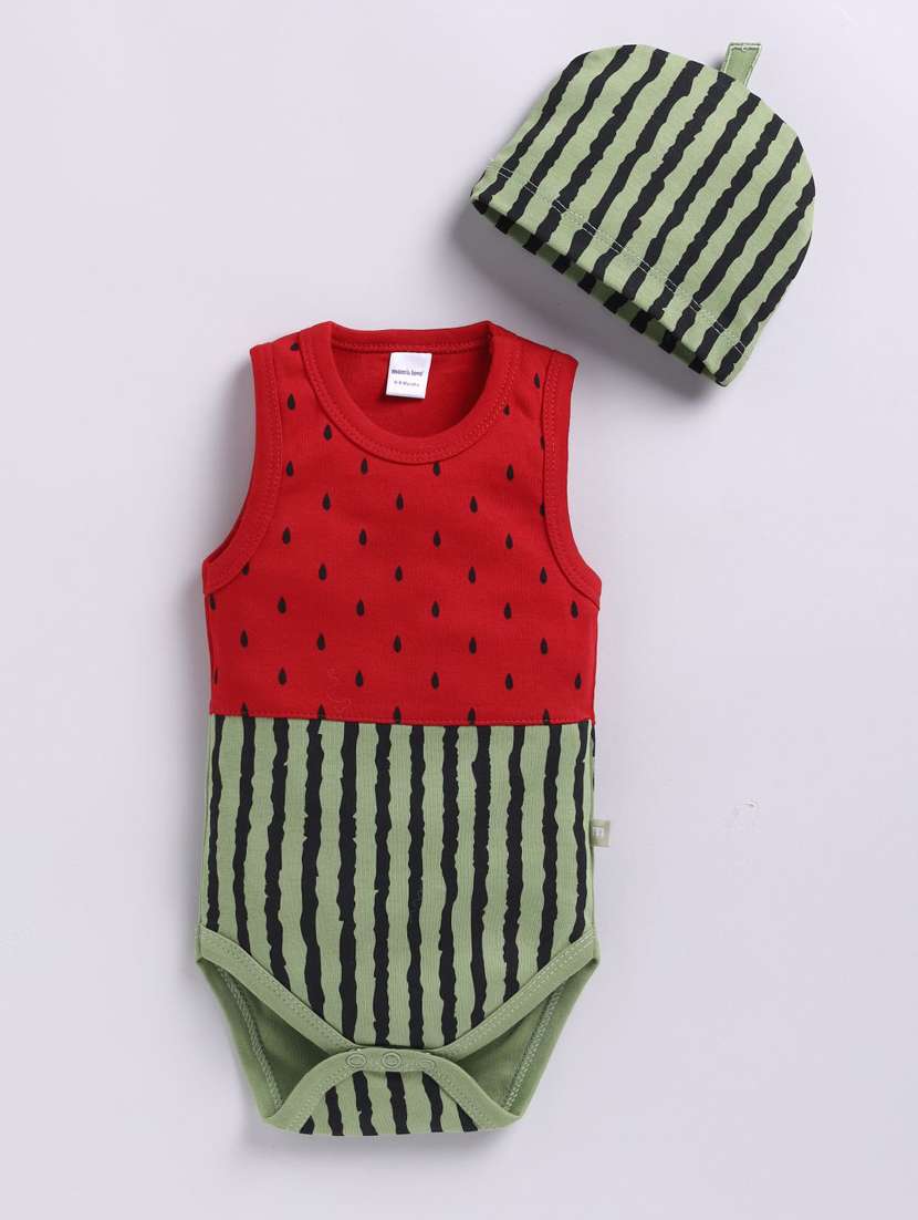 kids printed sleeveless onesies with cap - 22276998 -  Standard Image - 1