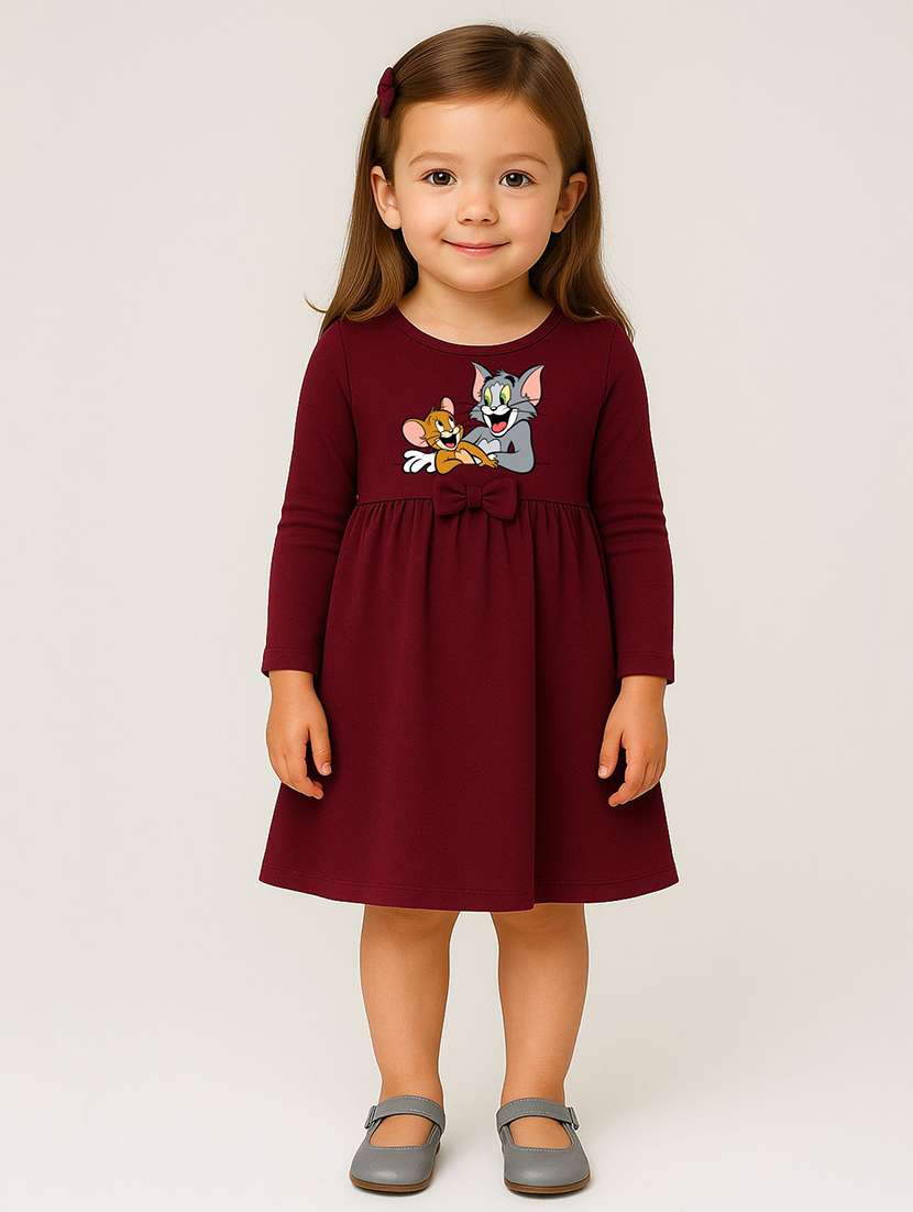 girls printed long sleeve a-line dress - 22277097 -  Standard Image - 1
