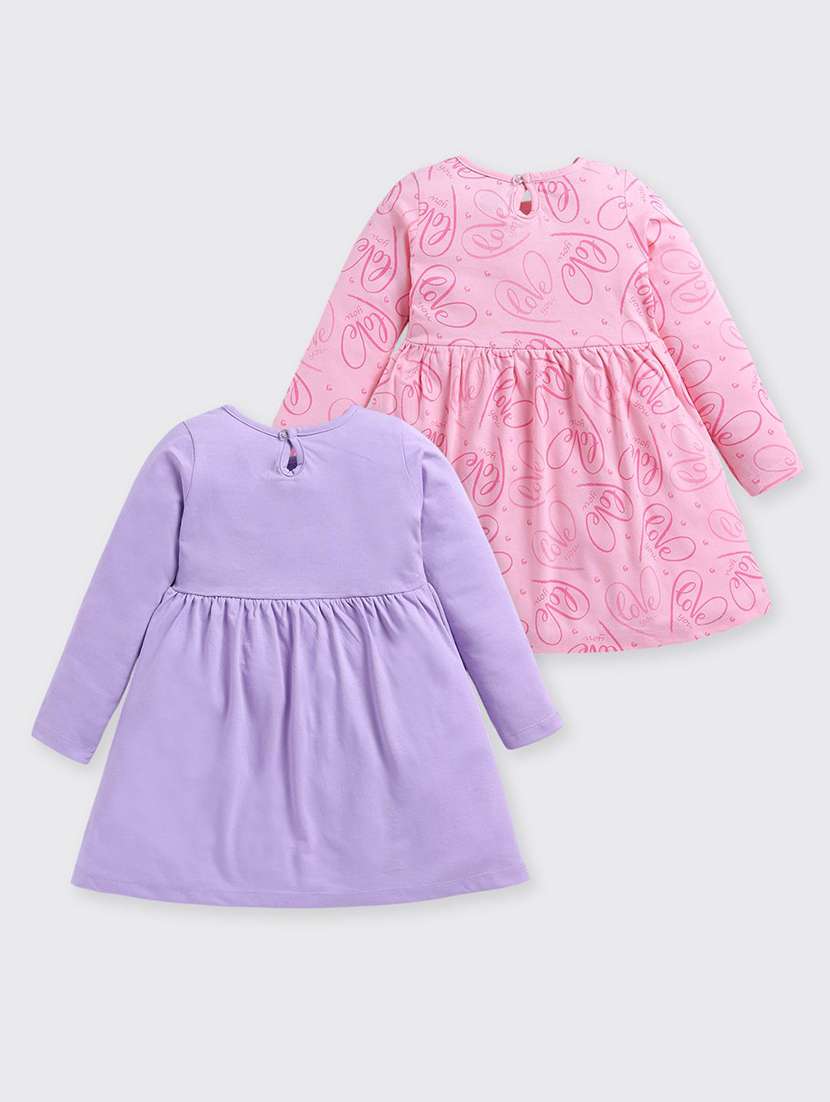 girls printed pack of 2 long sleeve a-line dress - 22277098 -  Standard Image - 1