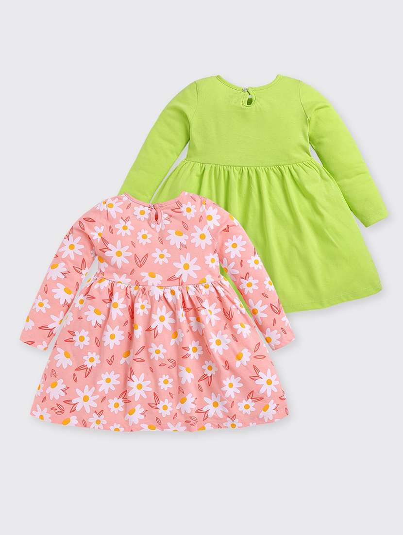 girls printed pack of 2 long sleeve a-line dress - 22277100 -  Standard Image - 1