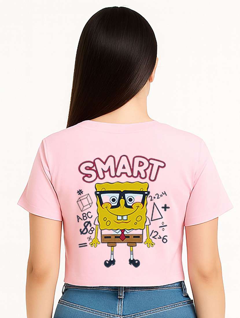 women printed short sleeve crop t-shirt