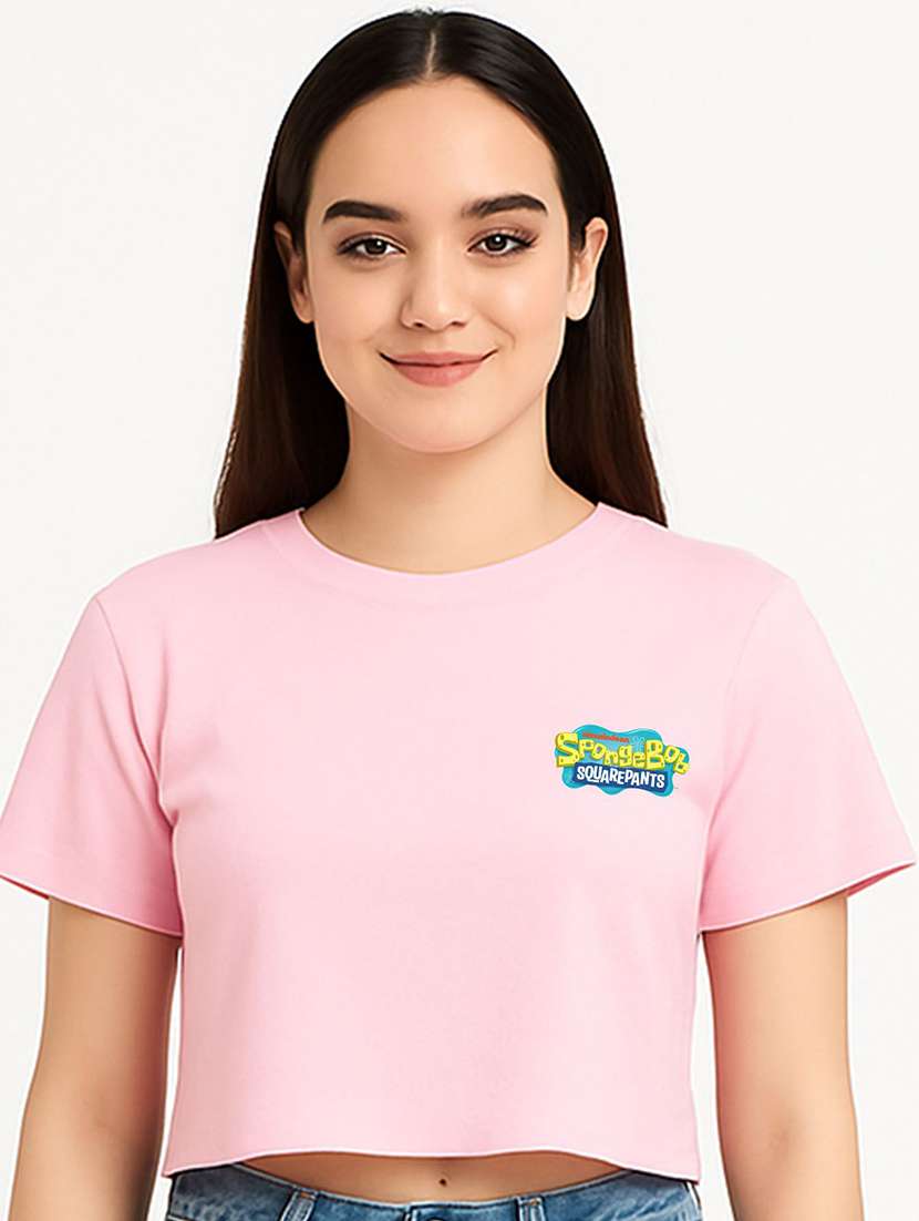 women printed short sleeve crop t-shirt - 22277411 -  Standard Image - 1