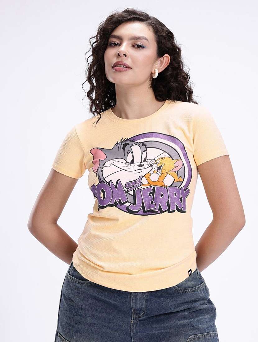 women printed round neck t-shirt