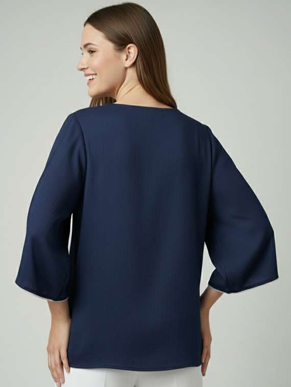 women solid bell sleeve regular top - 22277437 -  Standard Image - 4