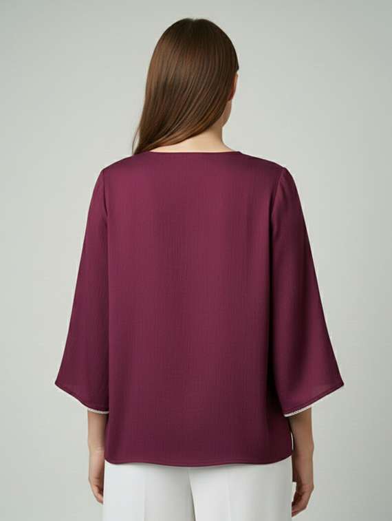 women solid bell sleeve regular top - 22277439 -  Standard Image - 4