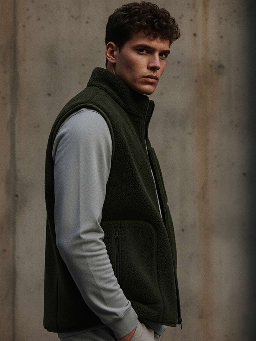 men solid sleeveless sweatshirt - 22277472 -  Standard Image - 1