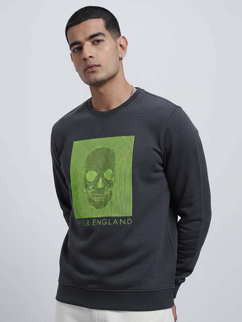 men printed round neck long sleeve sweatshirt