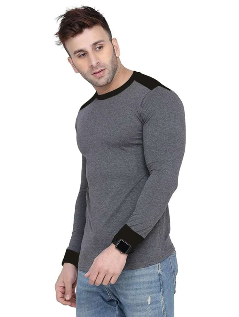 men color block long sleeve slim fit t-shirt - 22277490 -  Standard Image - 1