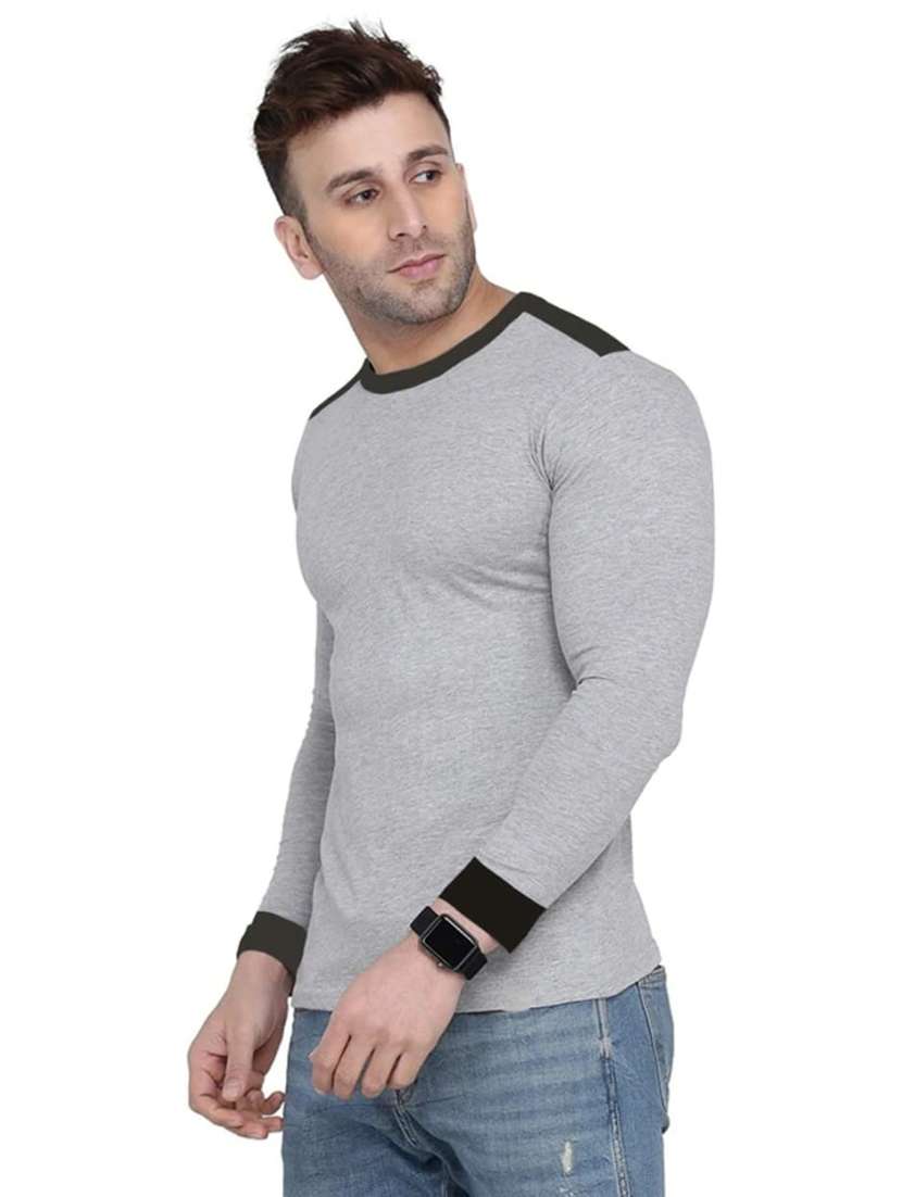 men color block long sleeve slim fit t-shirt - 22277491 -  Standard Image - 1
