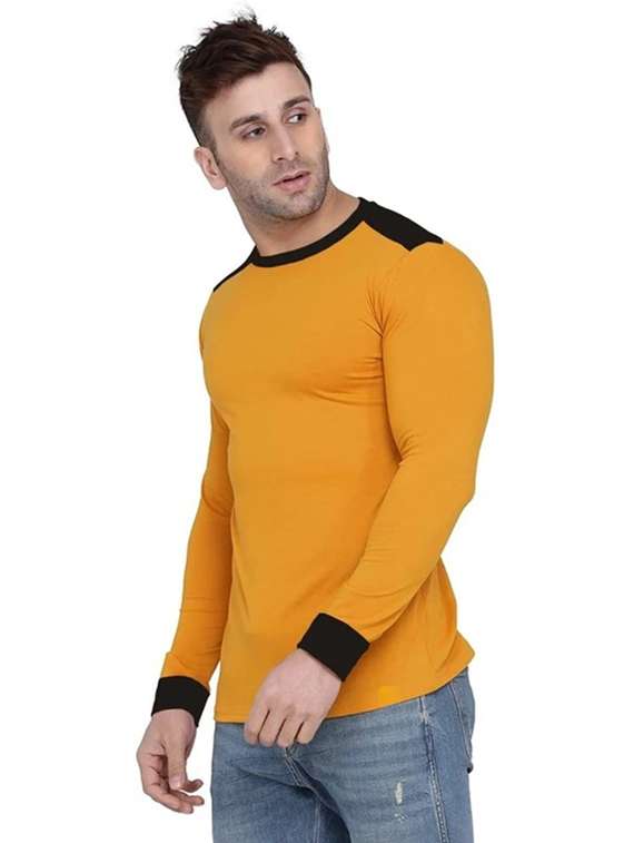 men color blocked long sleeve slim fit t-shirt - 22277492 -  Standard Image - 1