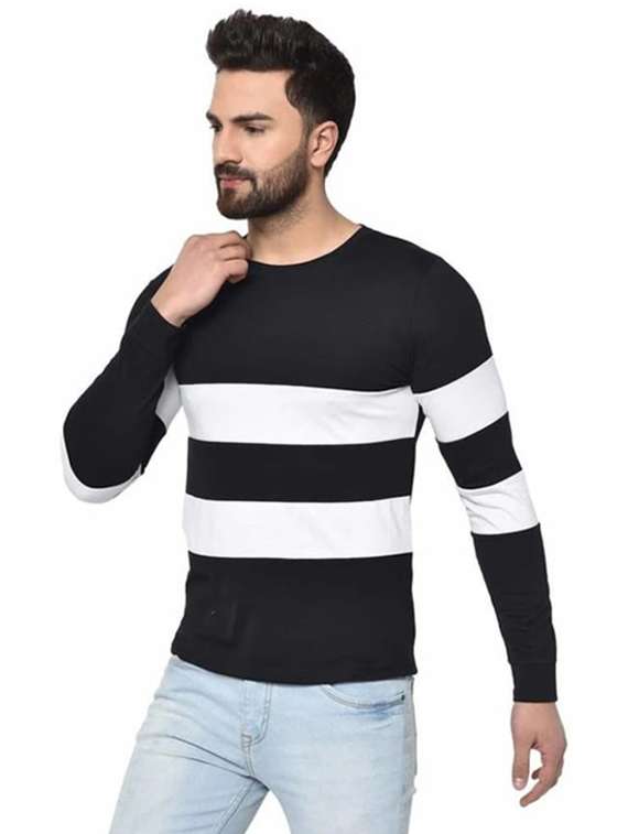 men color blocked long sleeve slim fit t-shirt - 22277503 -  Standard Image - 1