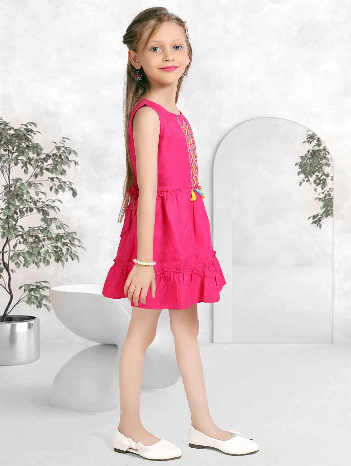 girls embroidered short sleeve tiered frock - 22277511 -  Standard Image - 1