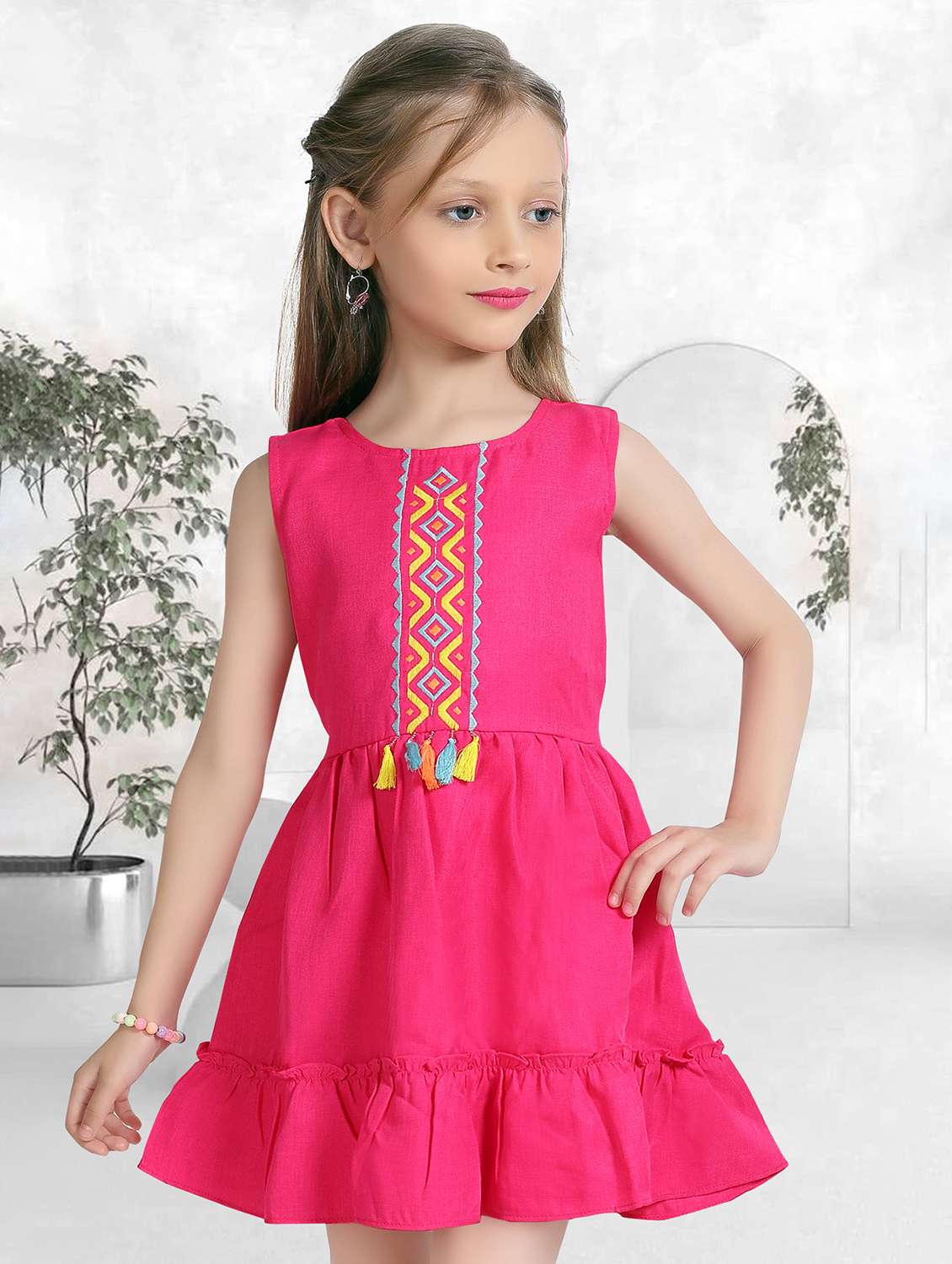 girls embroidered short sleeve tiered frock - 22277511 -  Standard Image - 4