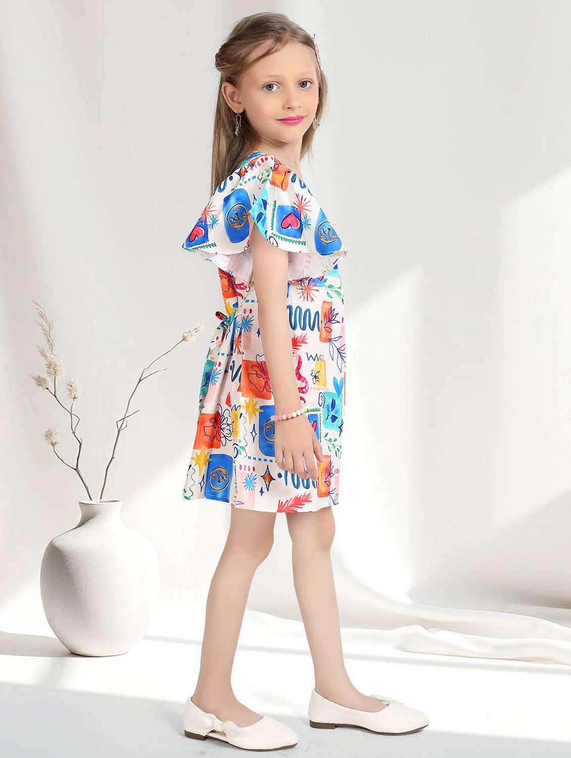 girls printed short sleeve a-line frock - 22277513 -  Standard Image - 1