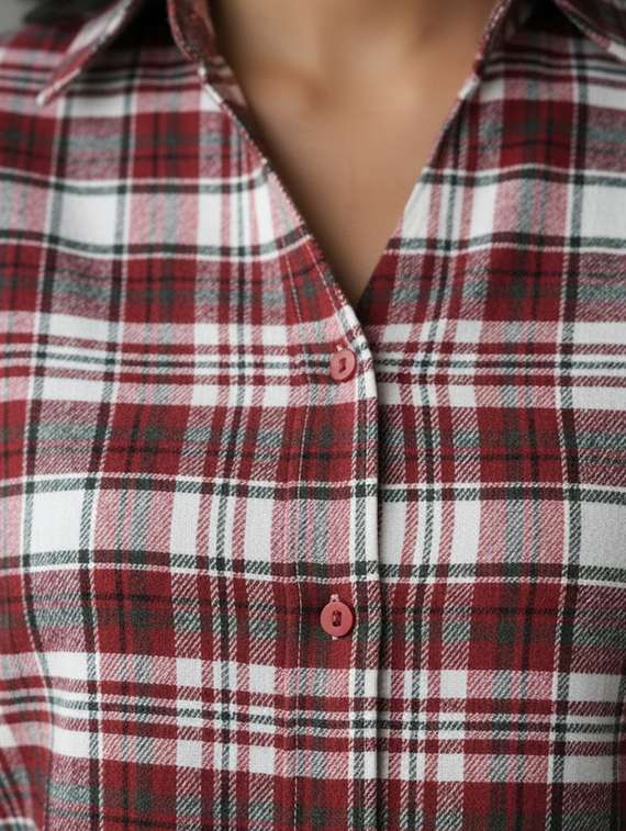 women checkererd collared long sleeve shirt - 22277520 -  Standard Image - 4