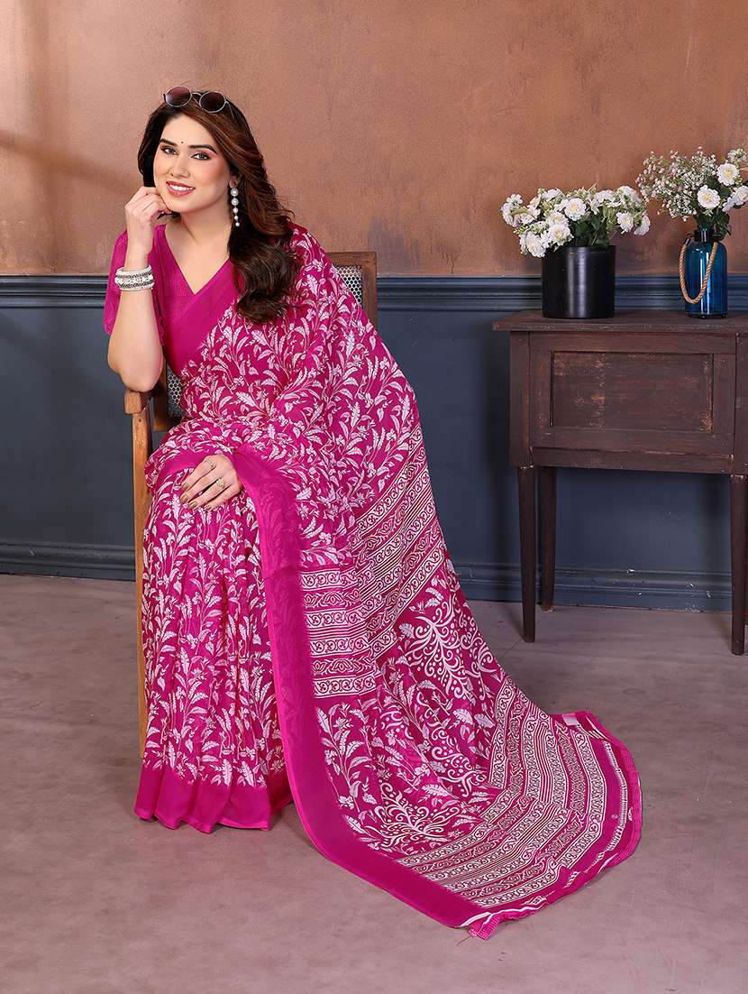 women printed casual wear saree with blouse - 22277523 -  Standard Image - 1