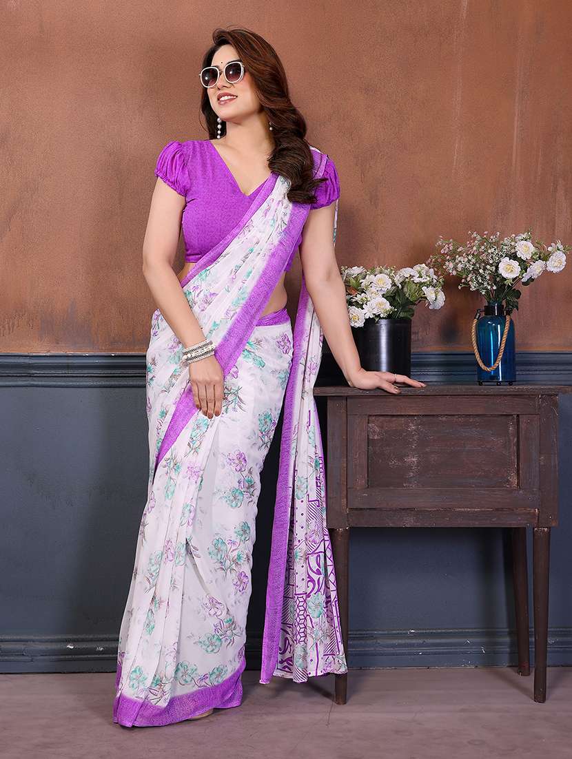 women printed casual wear saree with blouse - 22277528 -  Standard Image - 1