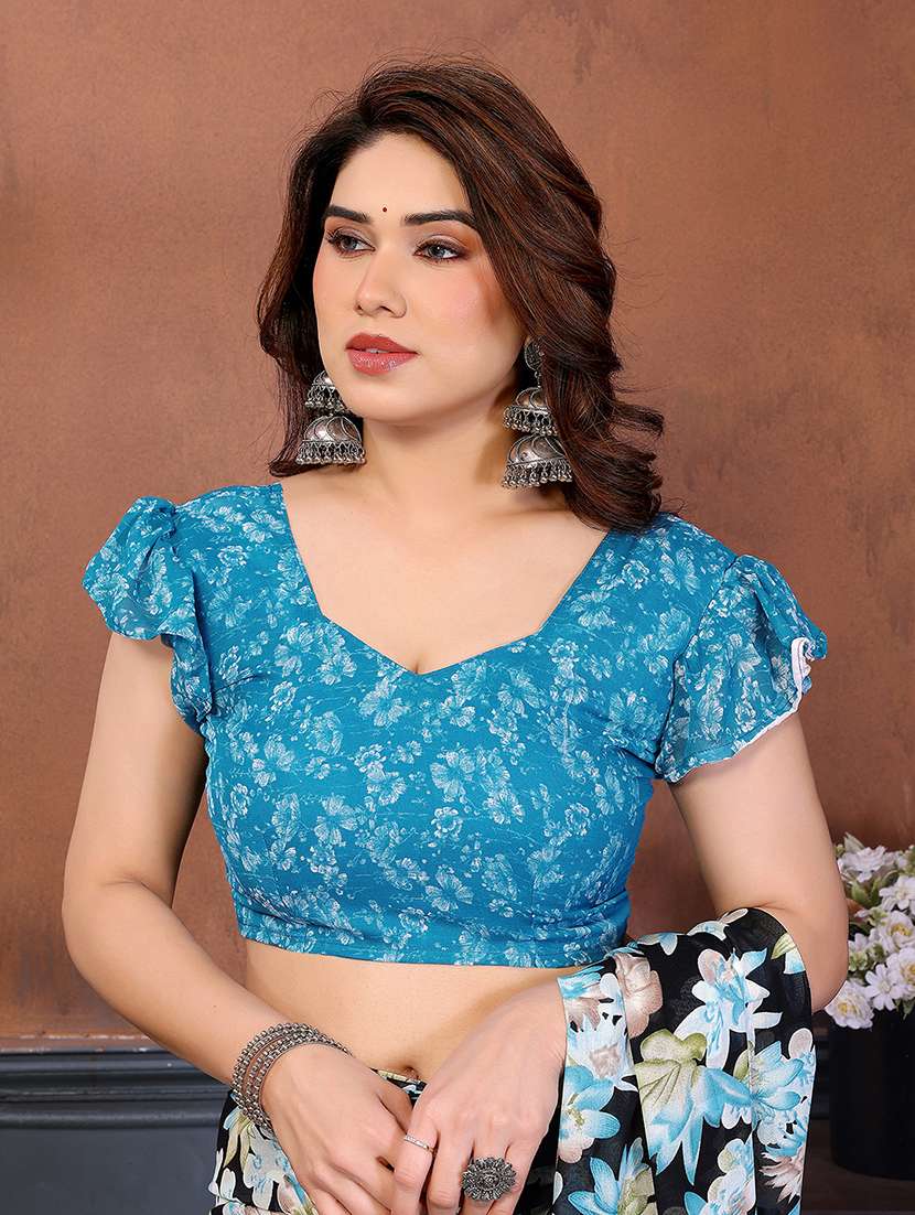 women printed casual wear saree with blouse - 22277529 -  Standard Image - 4