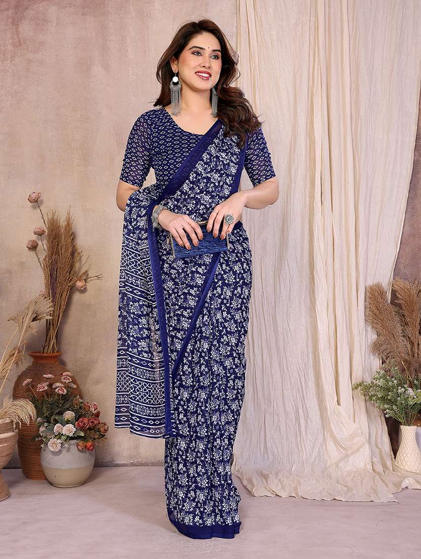women printed casual wear saree with blouse - 22277533 -  Standard Image - 1