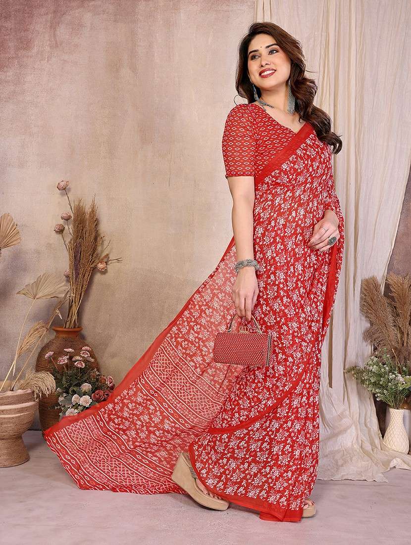 women printed casual wear saree with blouse - 22277535 -  Standard Image - 1