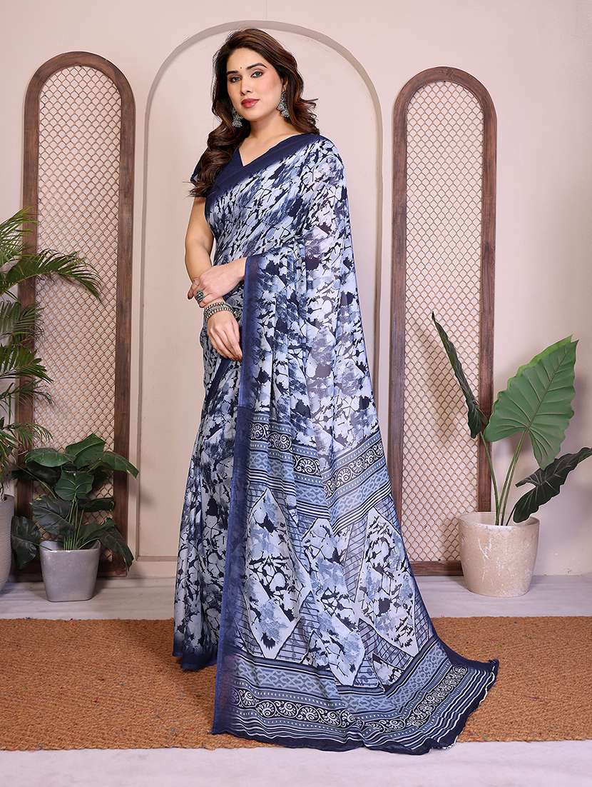 women printed casual wear saree with blouse - 22277541 -  Standard Image - 1