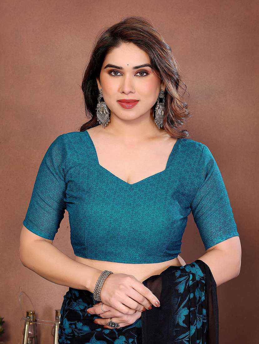 Women Printed Casual Wear Saree With Blouse - 22277556 -  Standard Image - 4