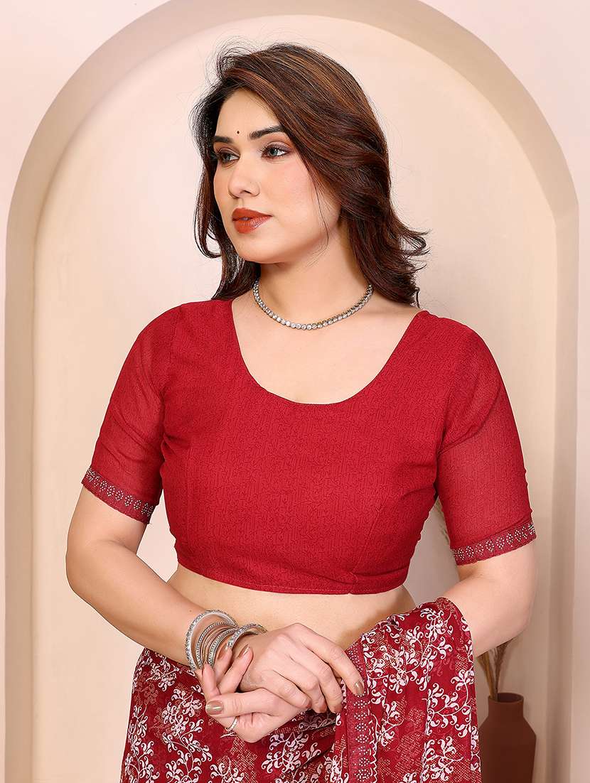 women printed casual wear saree with blouse - 22277560 -  Standard Image - 4