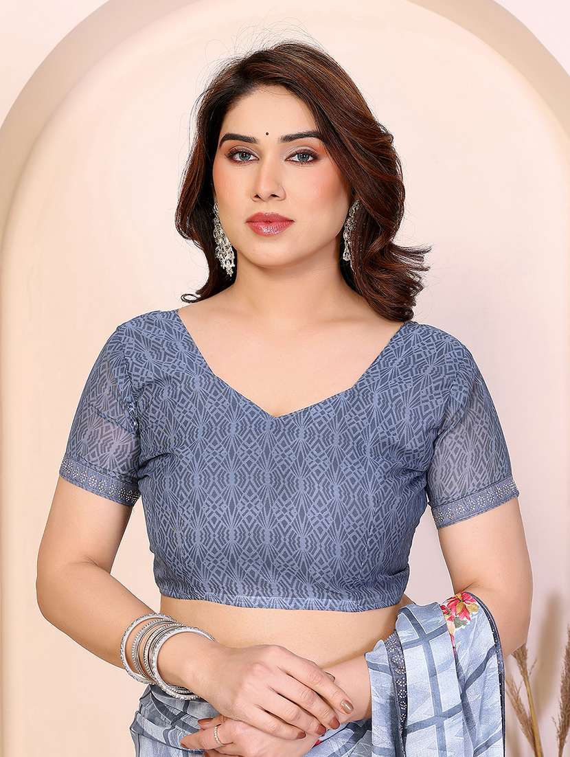 women printed casual wear saree with blouse - 22277569 -  Standard Image - 4