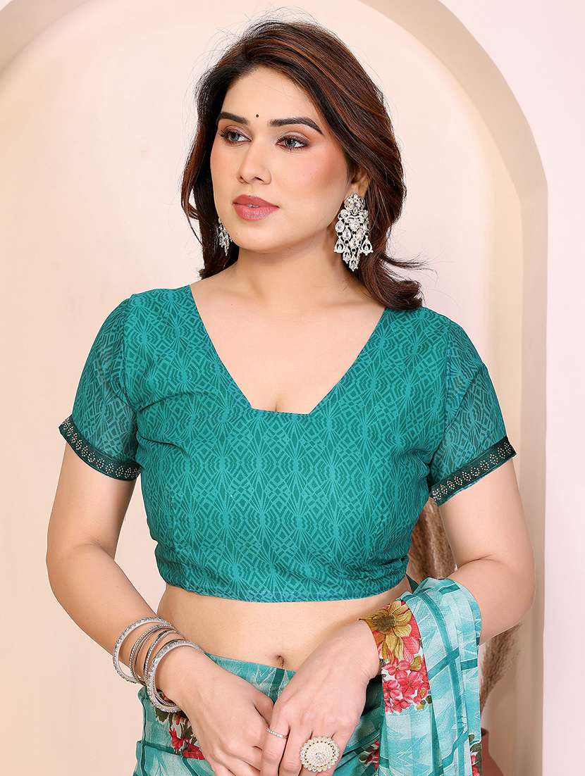 women printed casual wear saree with blouse - 22277833 -  Standard Image - 4