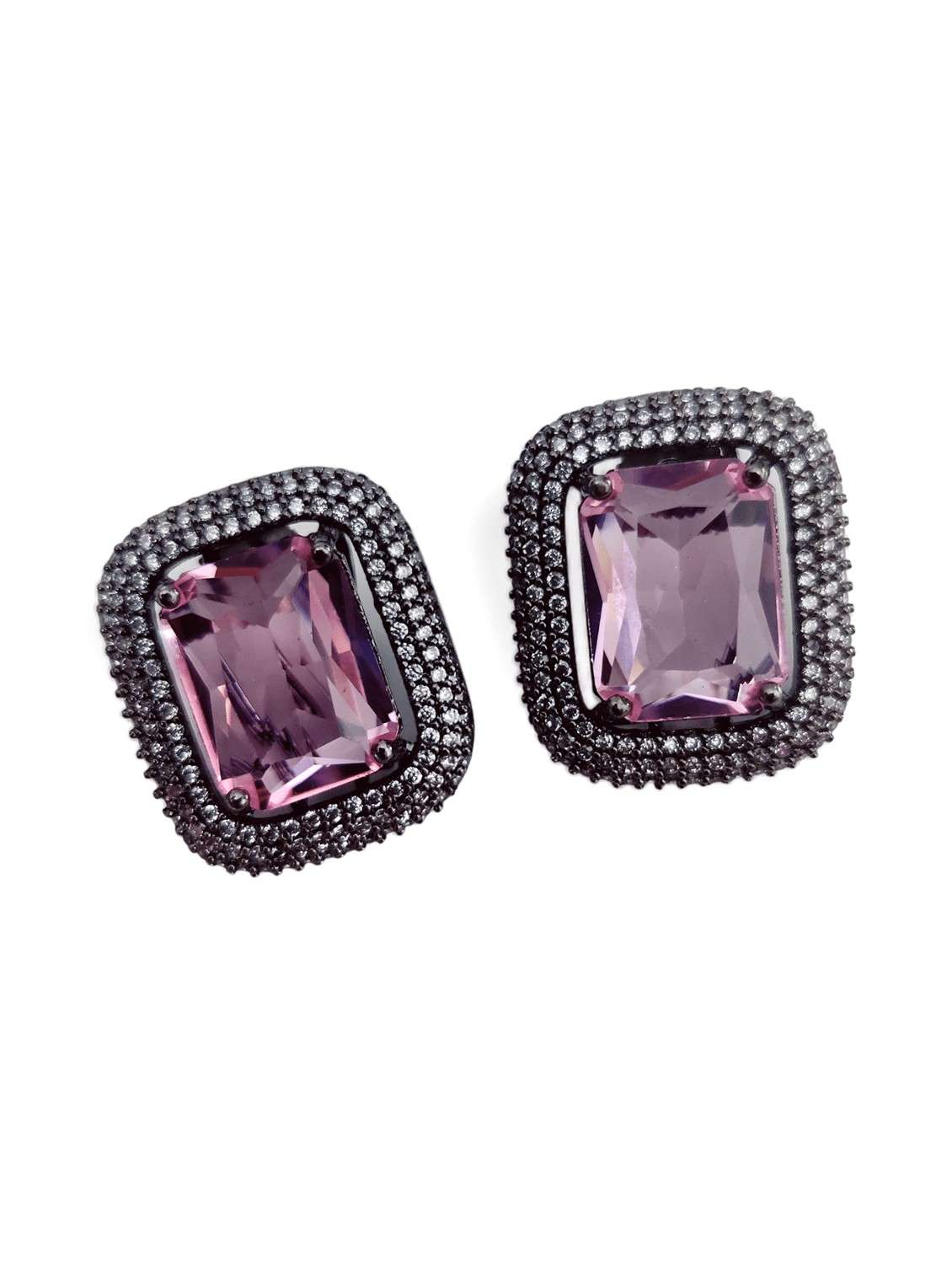 women pink brass studs earring - 22277885 -  Standard Image - 1