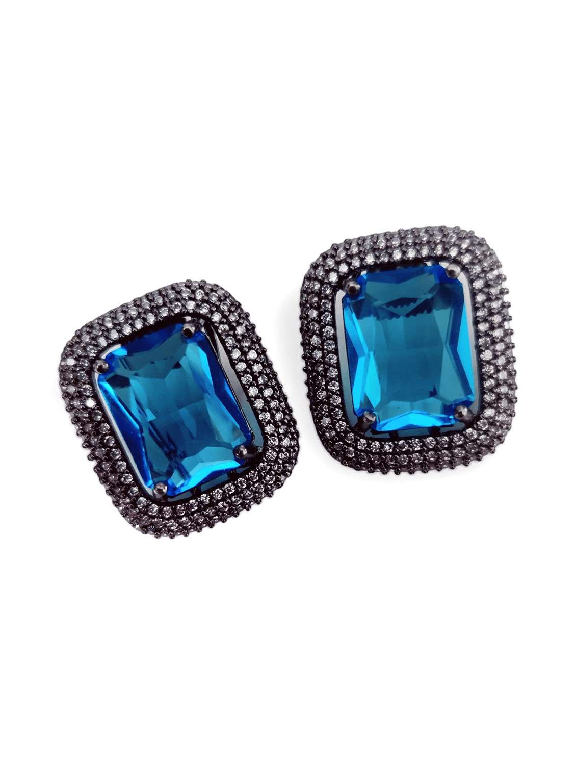 women blue brass studs earring - 22277888 -  Standard Image - 1