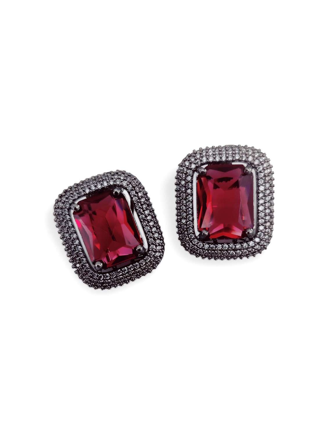 women red brass studs earring - 22277890 -  Standard Image - 1