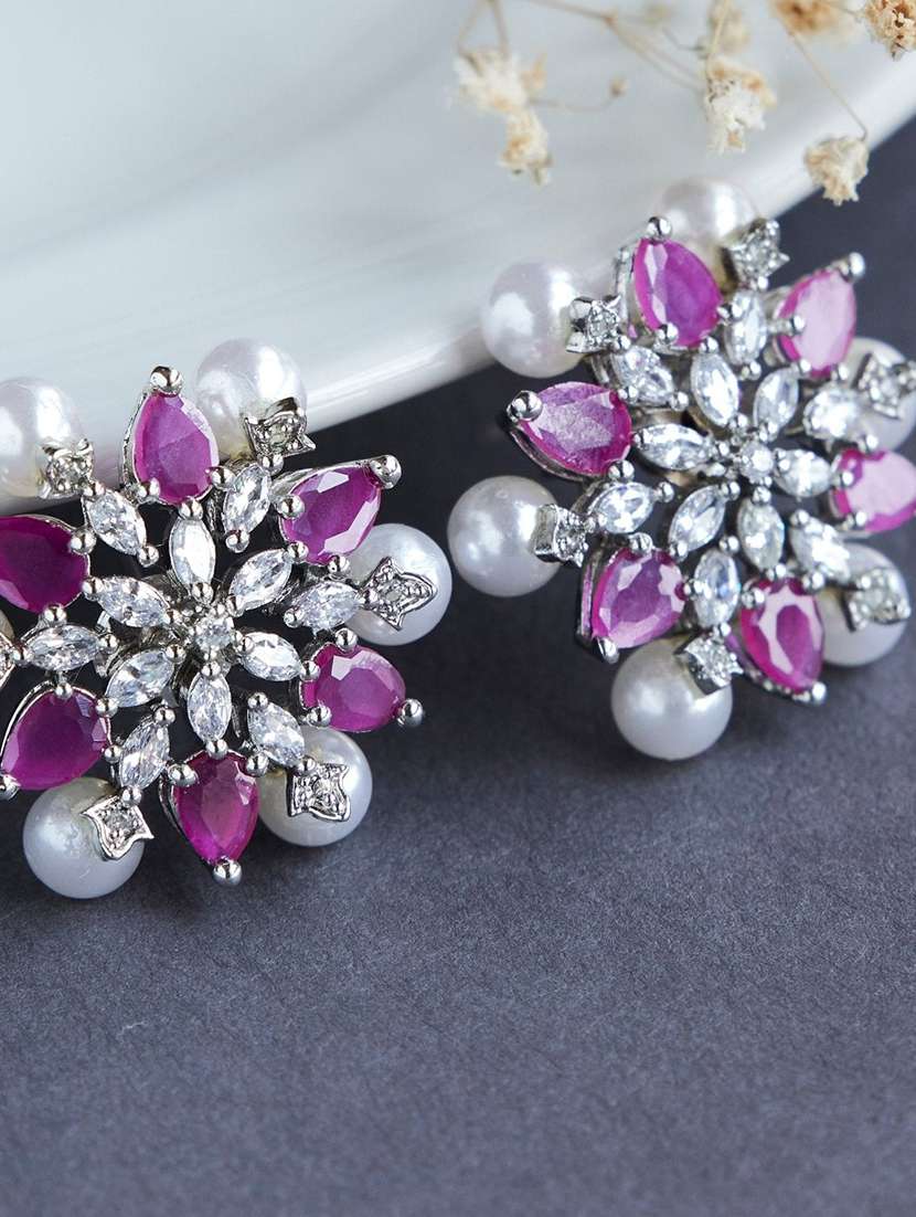 opal touch timeless beauty white pearl studded earrings - 22277906 -  Standard Image - 1